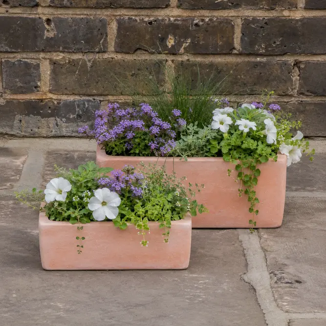 Whitewash Terracotta Handmade Outdoor Window Box (Pot size W25cm x H12cm) Outdoor Plant Pot - image 4