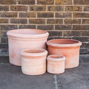 Whitewash Terracotta Handmade Plain Cylinder Planter (D21cm x H16cm) Outdoor Plant Pot - image 1