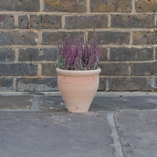 Whitewash Terracotta Handmade Stan Etched Planter (D18cm x H17cm) Outdoor Plant Pot - image 5