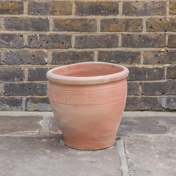 Whitewash Terracotta Handmade Swirl Relief Planter (D36cmx35cm) Outdoor Plant Pot - image 2
