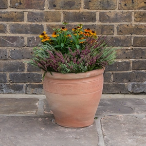 Whitewash Terracotta Handmade Swirl Relief Planter (D36cmx35cm) Outdoor Plant Pot - image 3