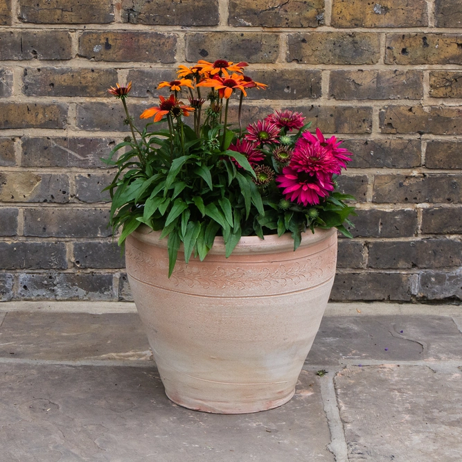 Handmade Terracotta Swirl Relief Planter  (D43cmx38cm) Outdoor Plant Pot - image 3