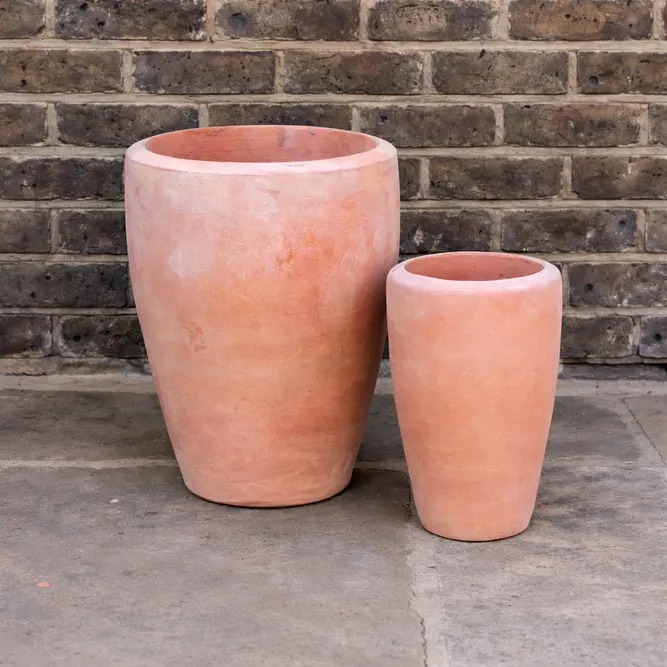 Whitewash Terracotta Planter - Abrielle (D30xH40cm) Handmade Outdoor Pot - image 1
