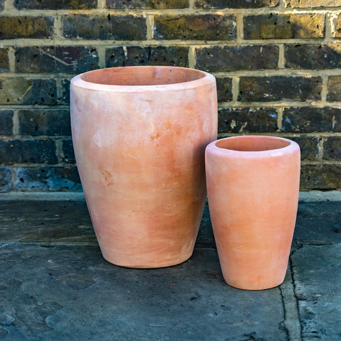 Whitewash Terracotta Planter - Abrielle (D20xH28cm) Handmade Outdoor Pot - image 1