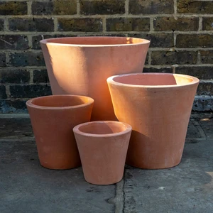 Whitewash Terracotta Planter - Alicia (D19xH18cm) Handmade Outdoor Pot
