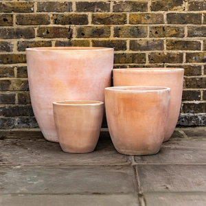 Whitewash Terracotta Tall Egg Planter (D25cm x H25cm) Handmade Outdoor Plant Pot - image 1