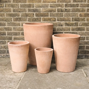 Whitewash Terracotta Tall Taper Planter - Handmade Outdoor Plant Pot