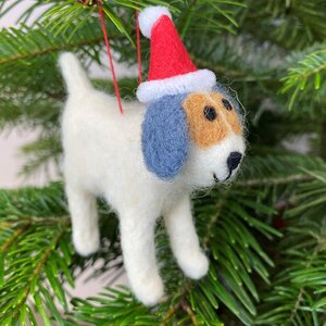 Wool Dog with Santa Hat Christmas Tree Decoration - image 2