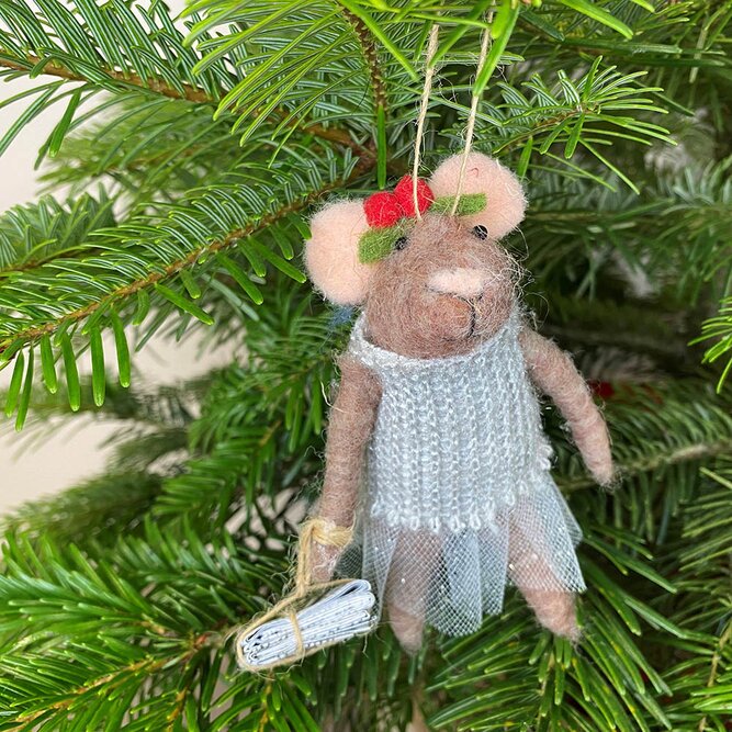 Wool Mouse With Jumper Net Skirt Christmas Tree Decoration