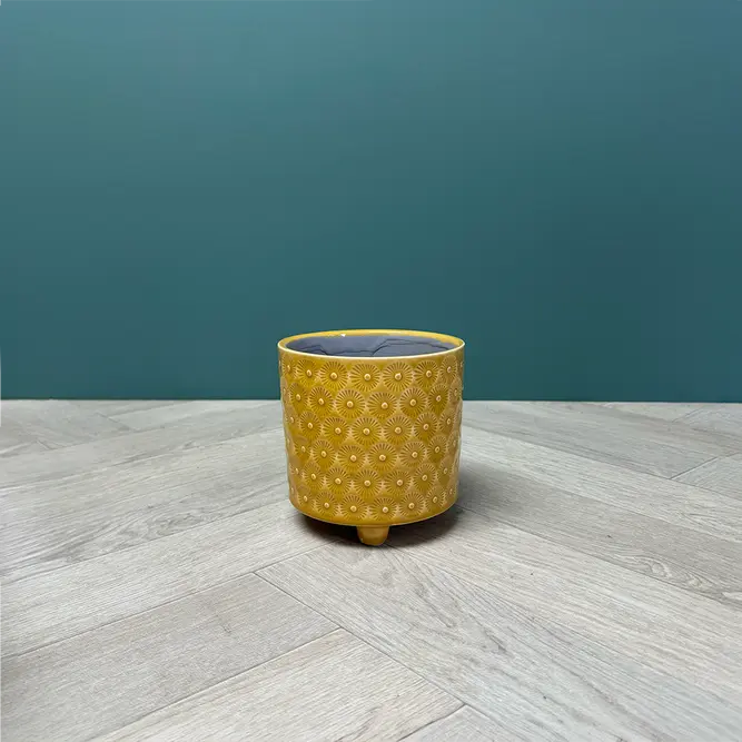 Yellow Gold Burst Pot (D12.5xH11cm) Yellow Gold Ceramic Plant Pot - image 3