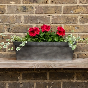 Zinc Trough Window Box Planter - Matt Black (L50cm x W17cm x D16cm) - image 1