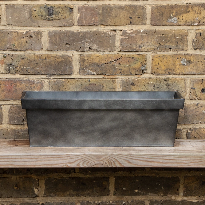 Zinc Trough Window Box Planter - Matt Black (L50cm x W17cm x D16cm) - image 2