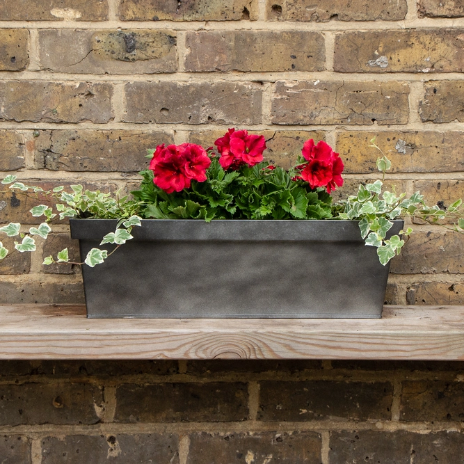 Zinc Trough Window Box Planter - Matt Anthracite (L50cm x W17cm x D16cm) - image 1