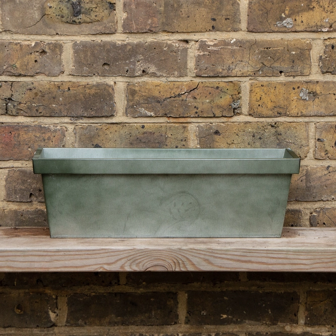 Zinc Trough Window Box Planter - Matt Green (L50cm x W17cm x H16cm) - image 2