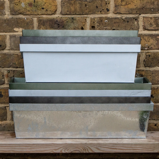 Zinc Trough Window Box Planter - Matt Grey (L60cm x W17cm x D16cm) - image 5