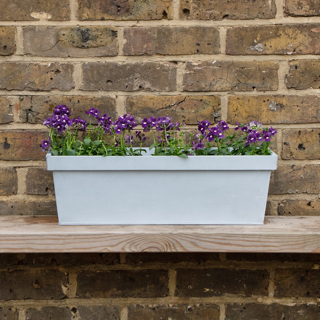 Trough Window Box Zinc Trough Window Box Planter -Matt Grey (L50cm x W17cm x D16cm) - The ...